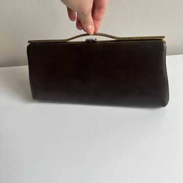 **Vintage** Dark Brown Leather Clutch - image 1