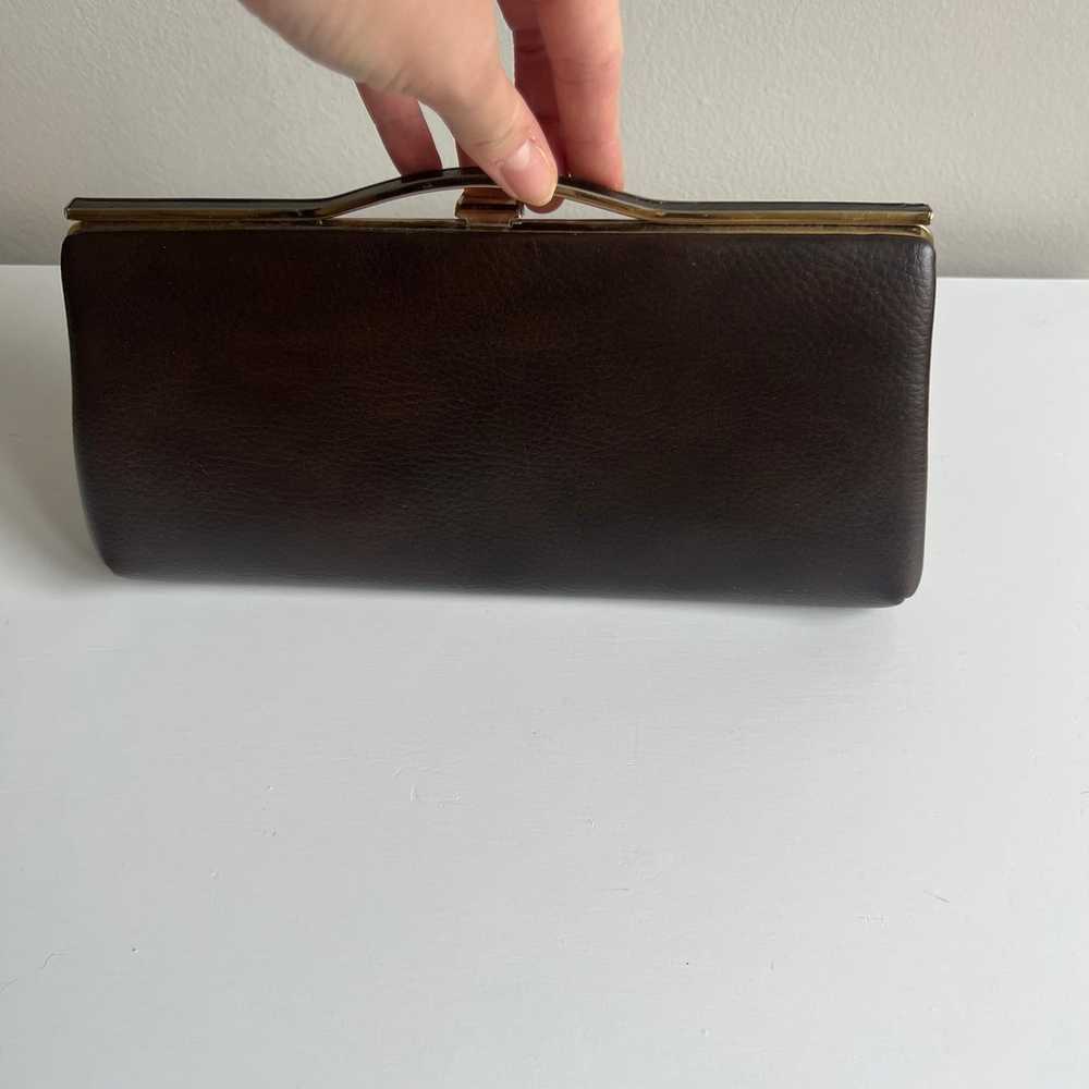 **Vintage** Dark Brown Leather Clutch - image 4