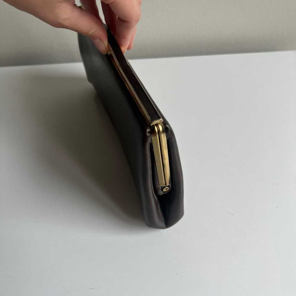 **Vintage** Dark Brown Leather Clutch - image 5