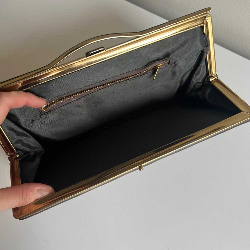 **Vintage** Dark Brown Leather Clutch - image 6