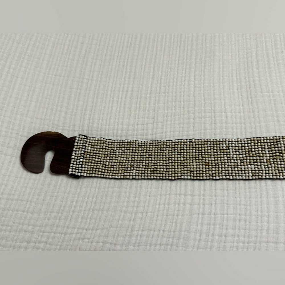 Vintage Bohemian Belt Stretch Glass Beaded Wood B… - image 10