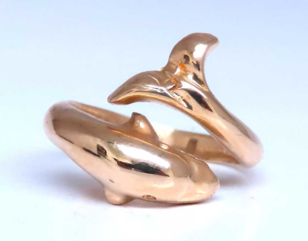 Dolphin Crossover Wrap Ring 14kt Gold 12546 - image 1