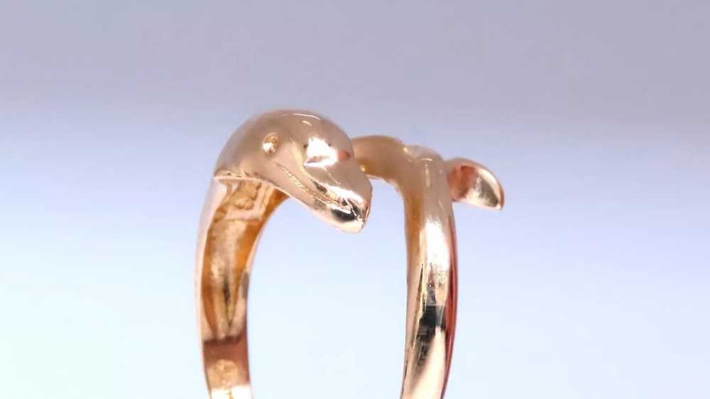 Dolphin Crossover Wrap Ring 14kt Gold 12546 - image 2