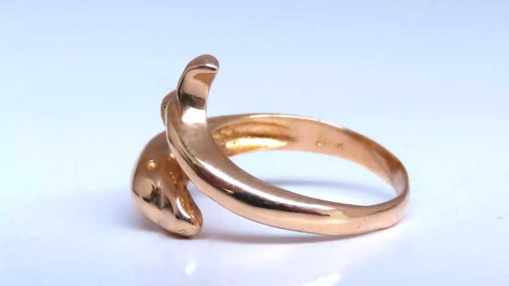 Dolphin Crossover Wrap Ring 14kt Gold 12546 - image 3