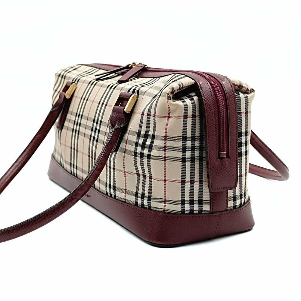 BURBERRY shoulder bag in burgundy check canvas an… - image 2