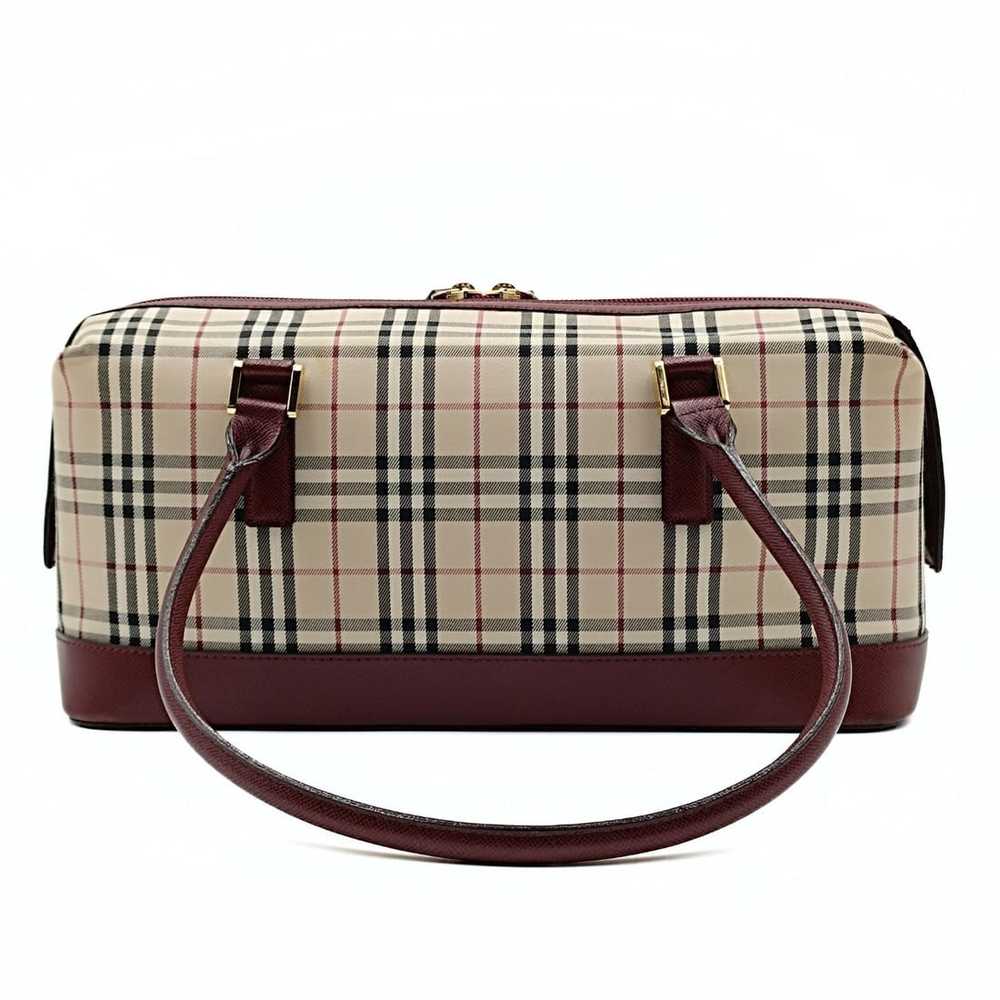 BURBERRY shoulder bag in burgundy check canvas an… - image 3