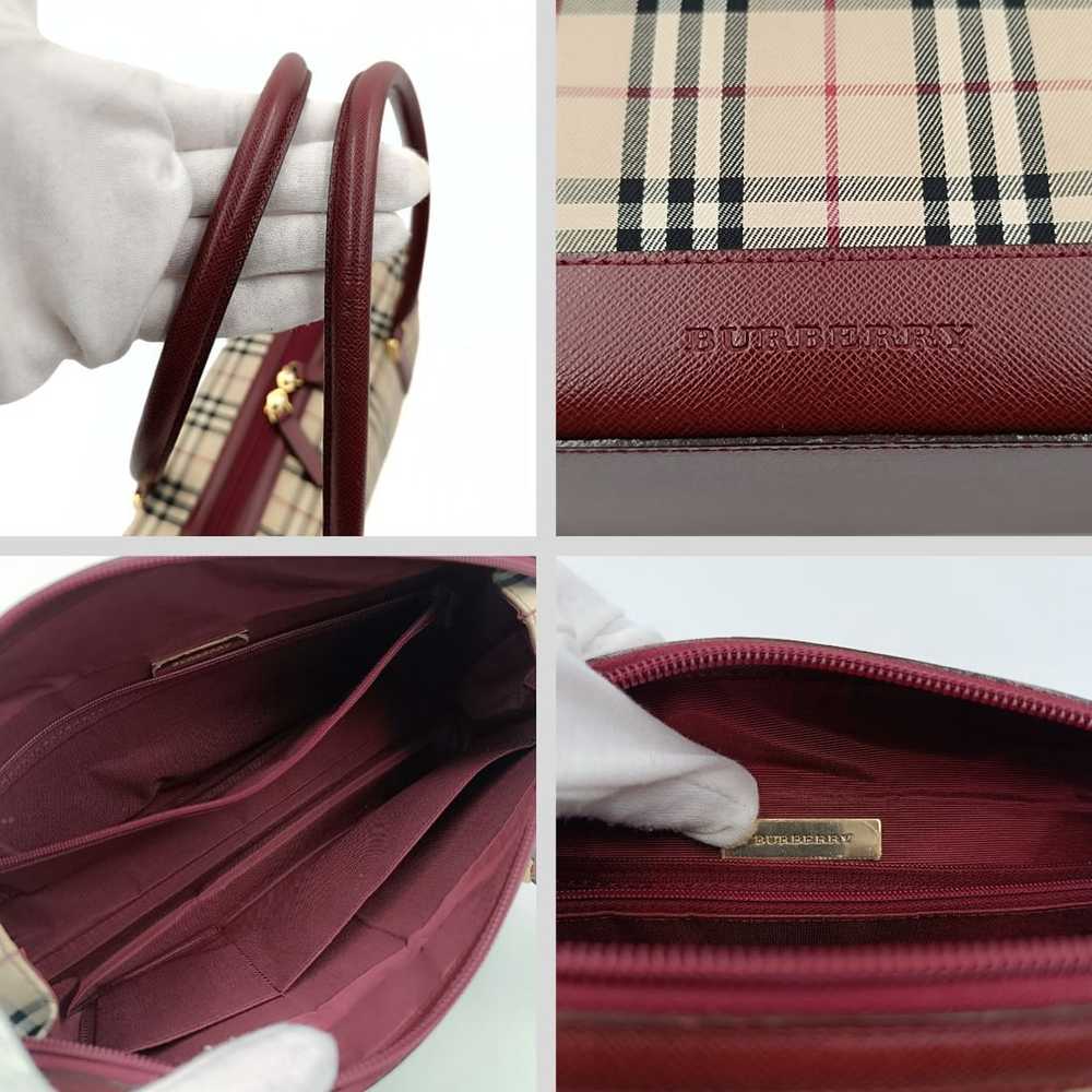 BURBERRY shoulder bag in burgundy check canvas an… - image 5