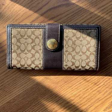 Coach Vintage Signature Wallet Tri Fold Brown Tan… - image 1