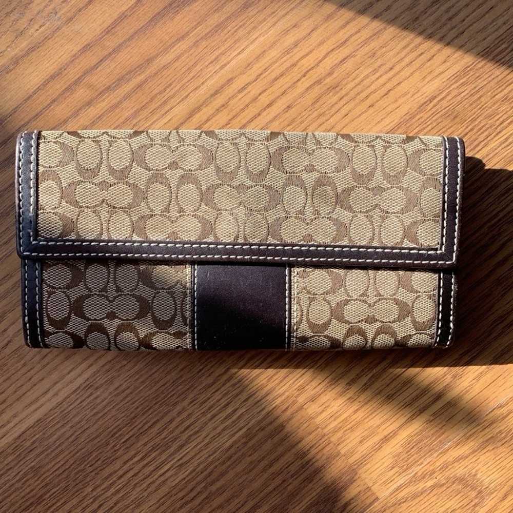 Coach Vintage Signature Wallet Tri Fold Brown Tan… - image 3