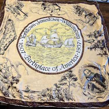 Vintage silk scarf representing the birthplace of 