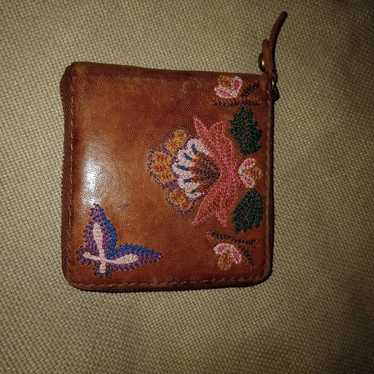 Lucky Brand Embroidered Leather Zip around wallet