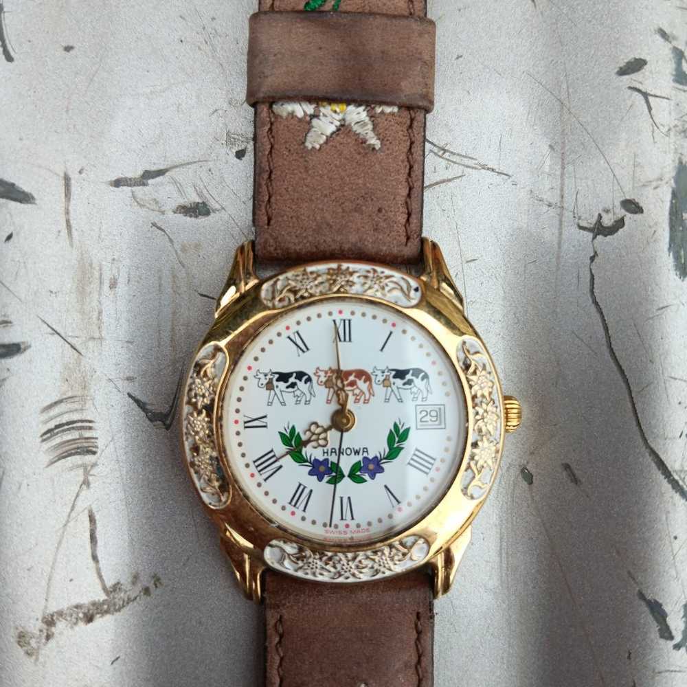 Vintage Swiss Hanowa Cow Watch - image 2