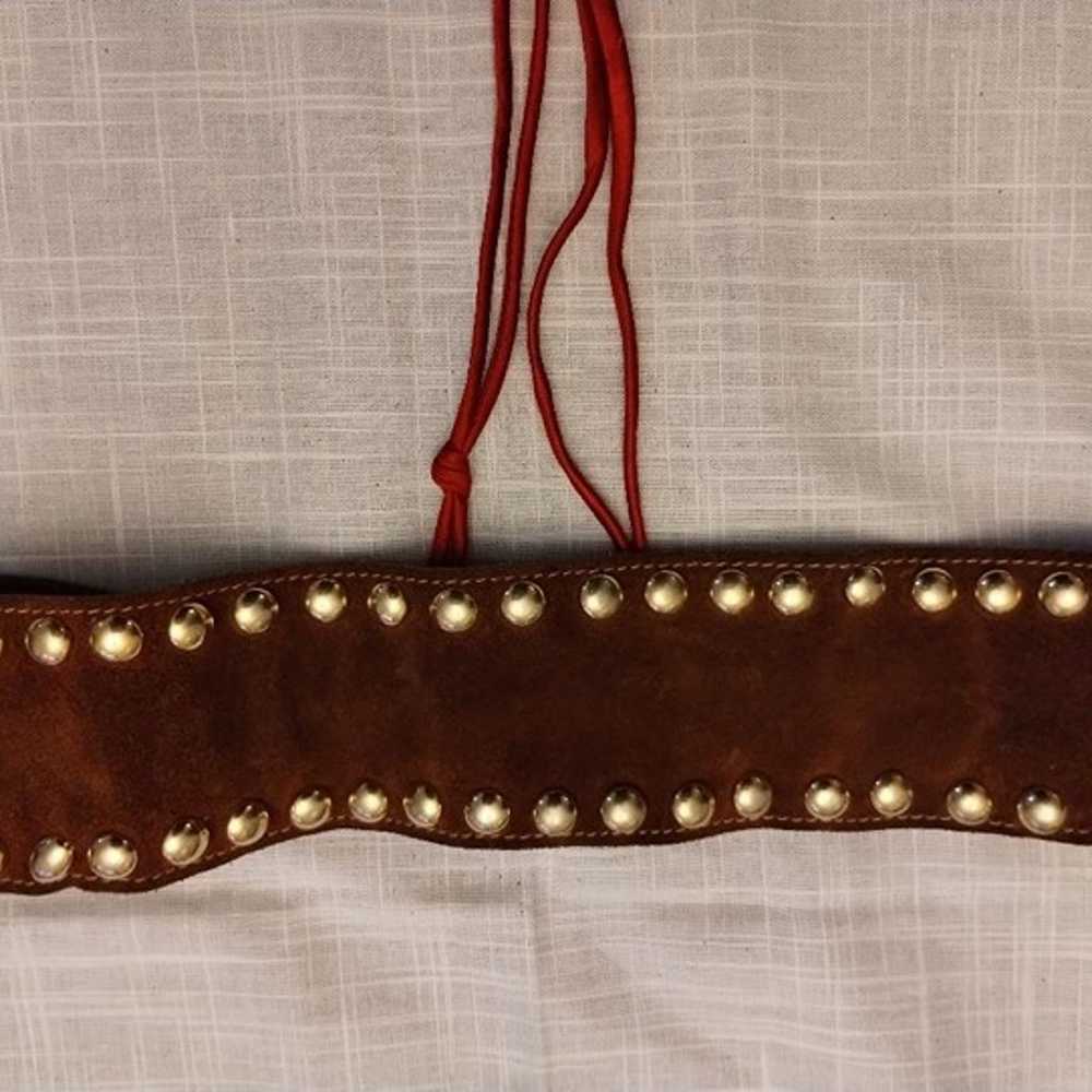 Vintage 60's Handmade Studded 100% Leather Hippie… - image 3