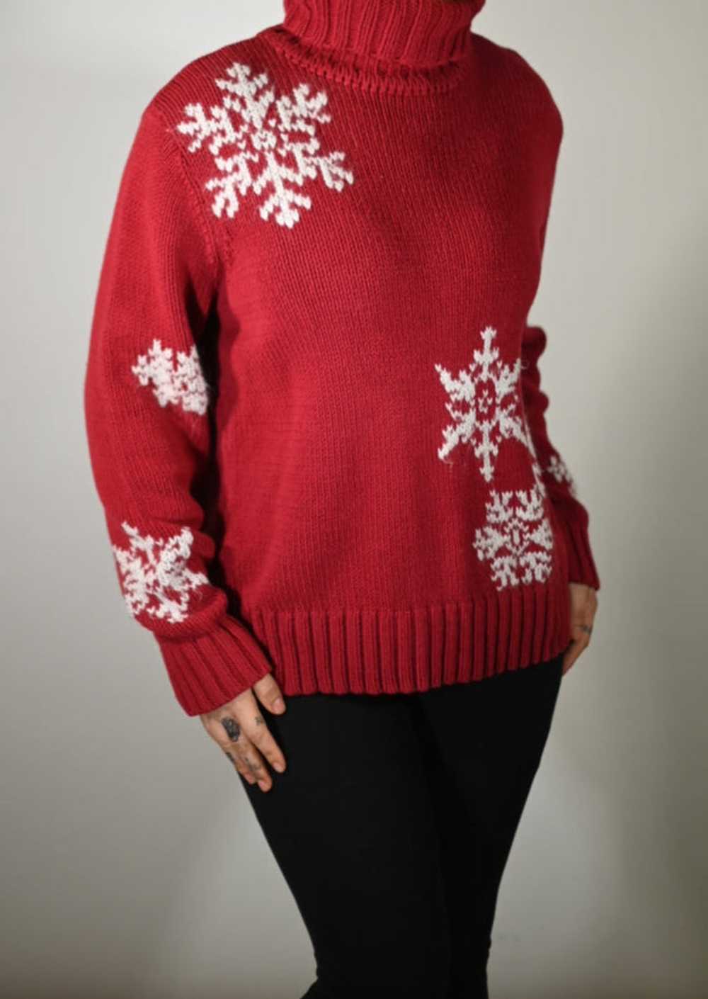 Vintage Red Snowflake Sweater - image 1