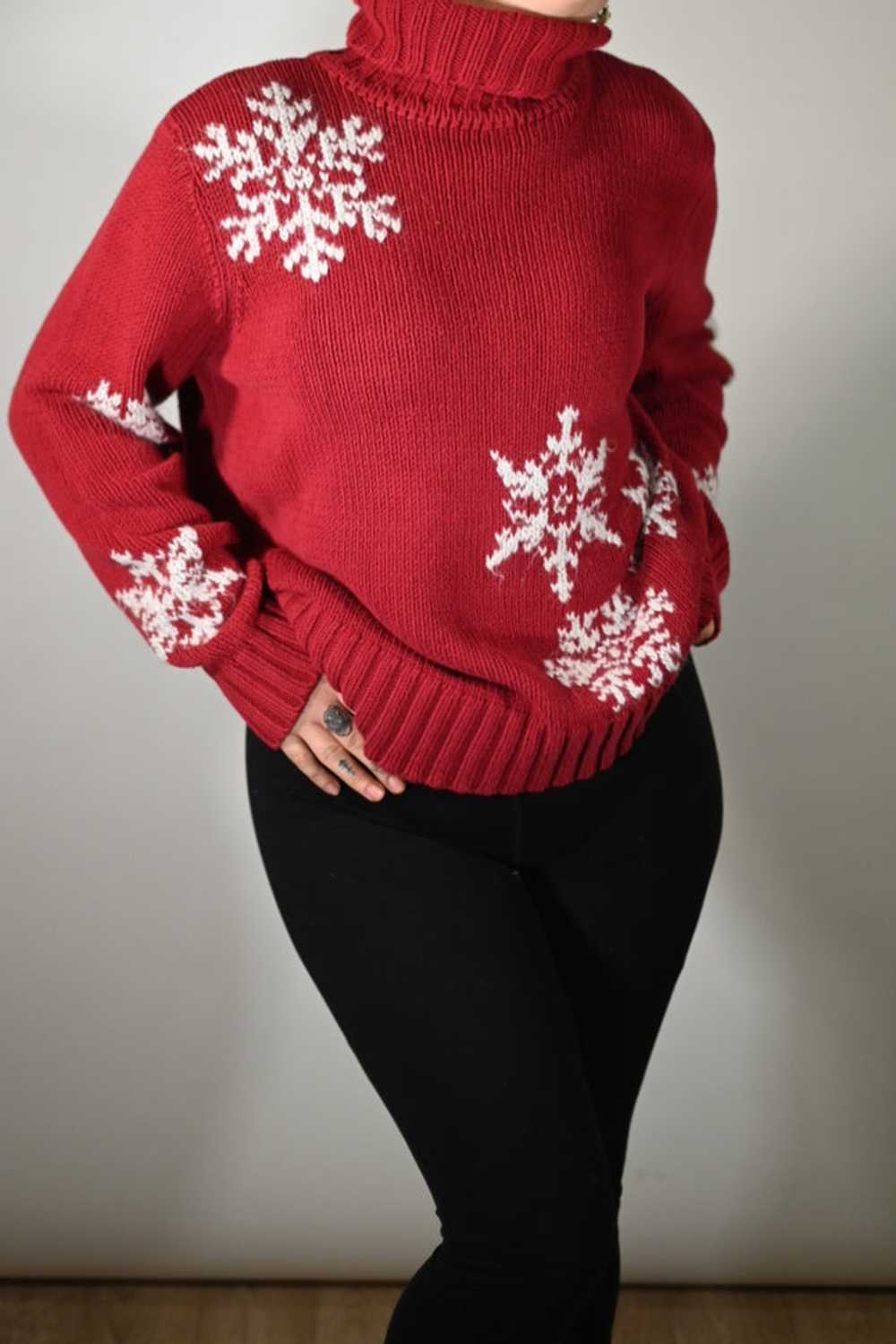 Vintage Red Snowflake Sweater - image 3