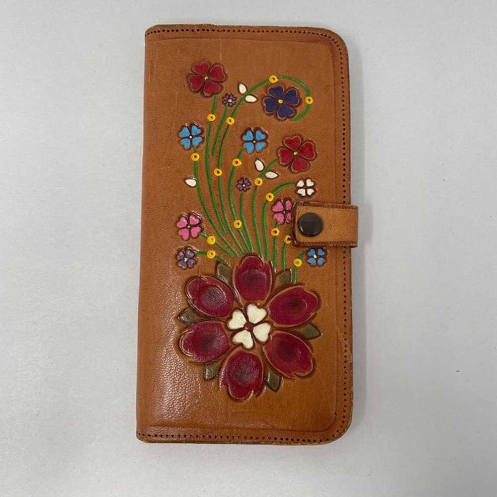 Vintage 70's Rosas Tooled Leather Wallet Mexico M… - image 2