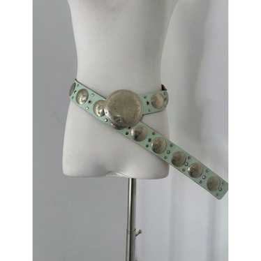 Vintage Silver Tone Conch Medallion Belt 0-40 Wais