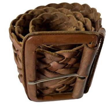 Vintage Woven Braided Leather Wide Belt