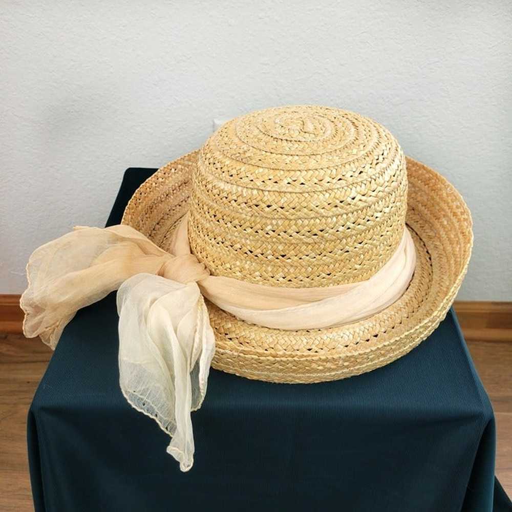 Vintage Bloomingdales Straw Hat Made in Italy Rib… - image 10