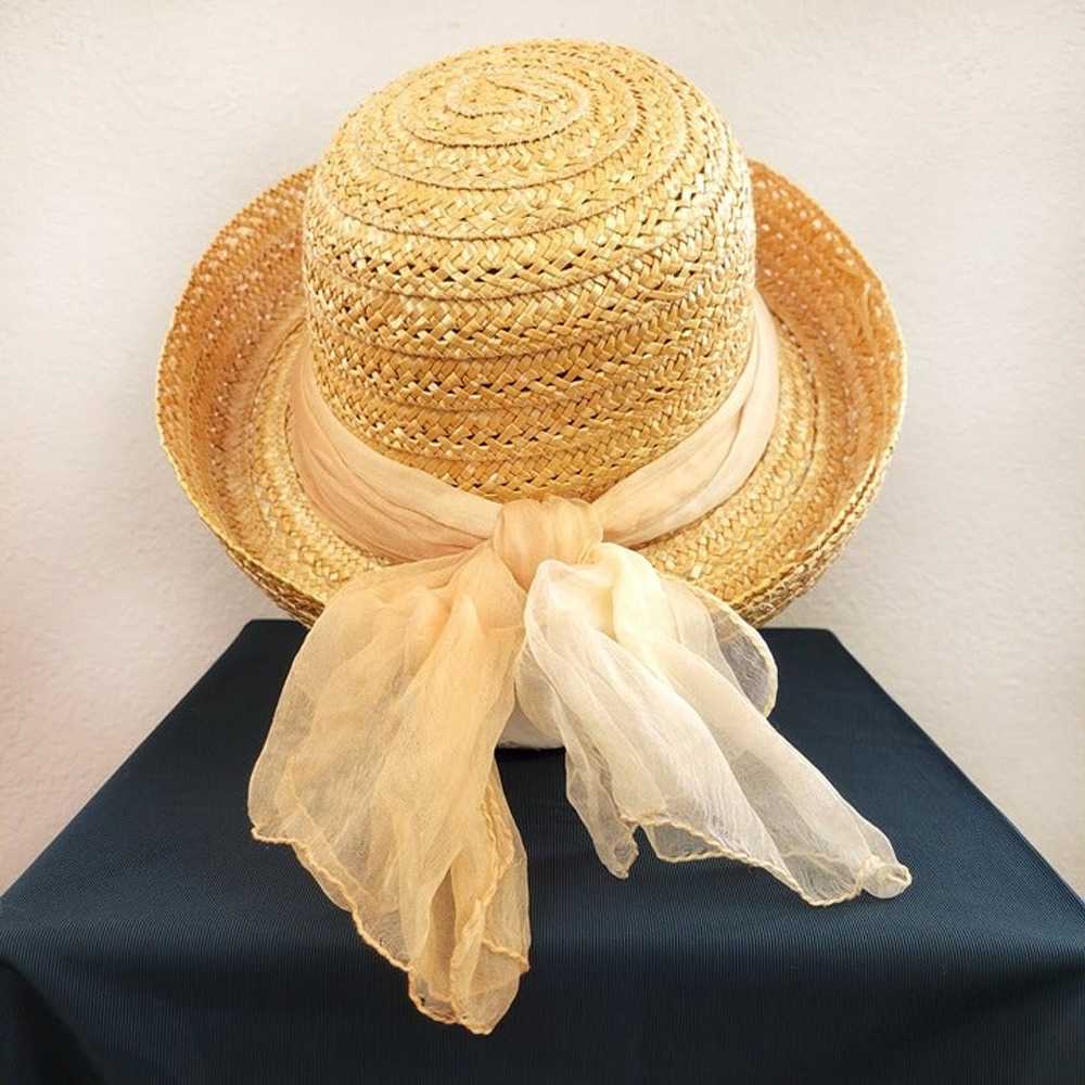 Vintage Bloomingdales Straw Hat Made in Italy Rib… - image 12