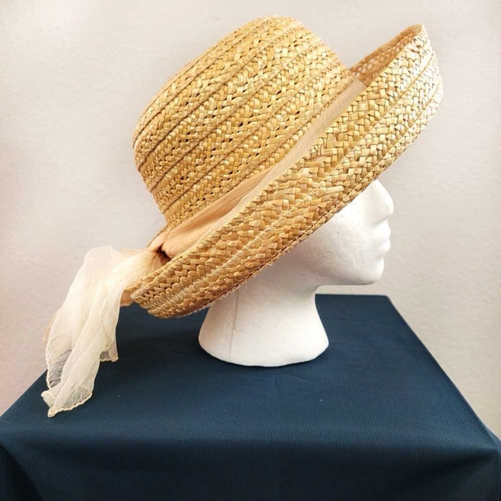 Vintage Bloomingdales Straw Hat Made in Italy Rib… - image 3