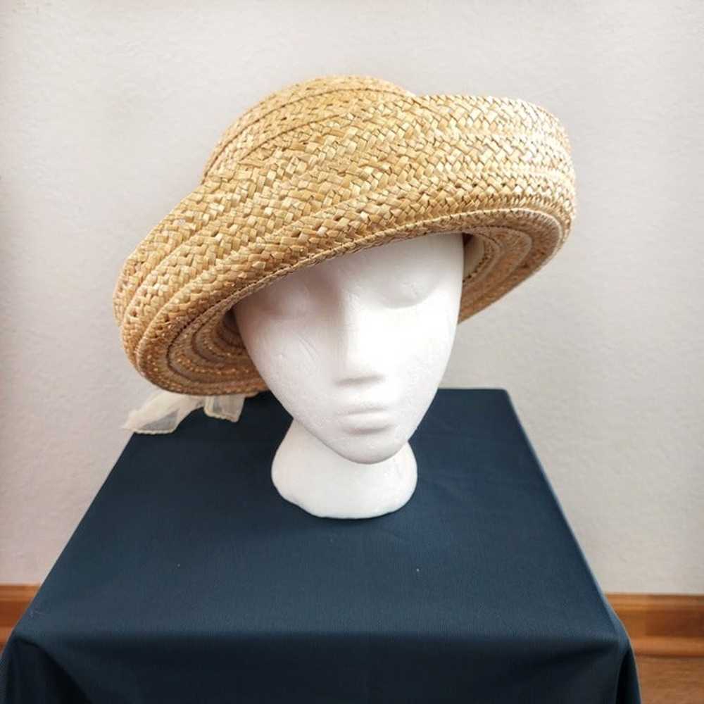 Vintage Bloomingdales Straw Hat Made in Italy Rib… - image 4