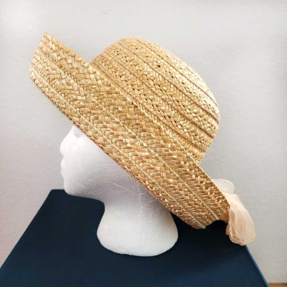 Vintage Bloomingdales Straw Hat Made in Italy Rib… - image 5