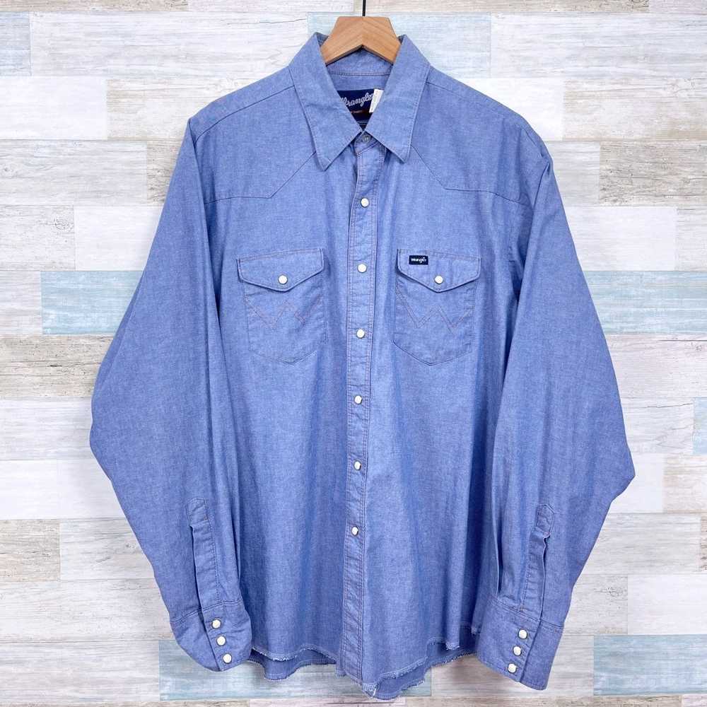 Wrangler Wrangler Vintage Western Shirt Blue Pear… - image 1