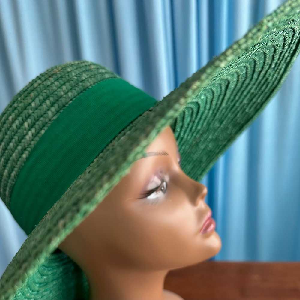 MCM Vintage Carson Pirie Scott Green Straw Hat-Ma… - image 6