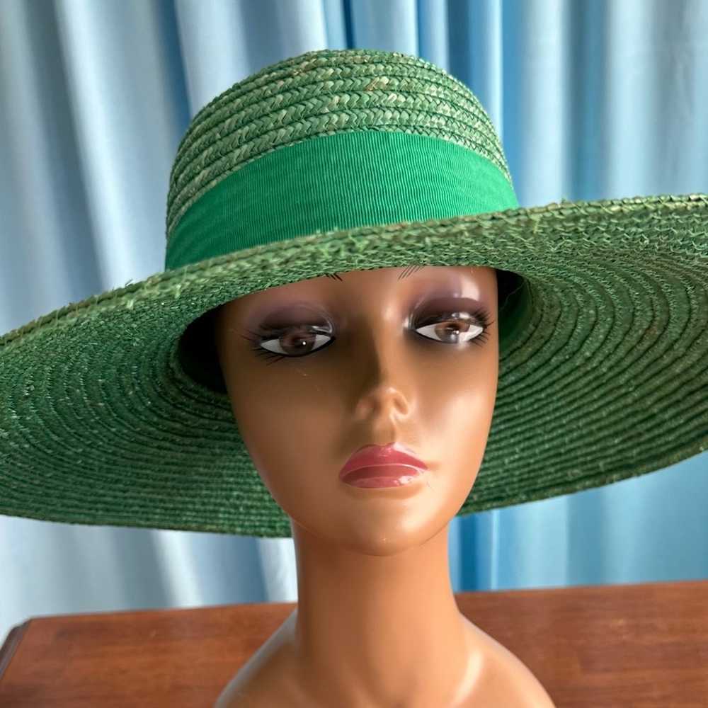 MCM Vintage Carson Pirie Scott Green Straw Hat-Ma… - image 7