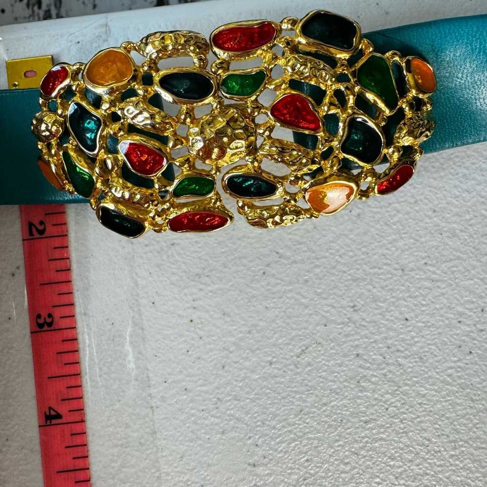 Rare Douglas Paquette Vintage Gold Tone Faux Gem … - image 7