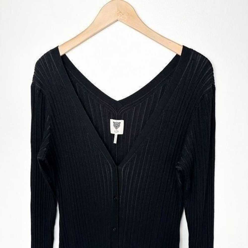 LITA by Ciara Black Rib V Neck Cardigan Button Fr… - image 4