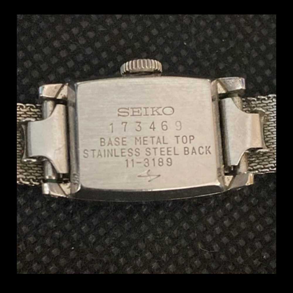 Vintage rare Seiko stainless mesh bracelet blue d… - image 3