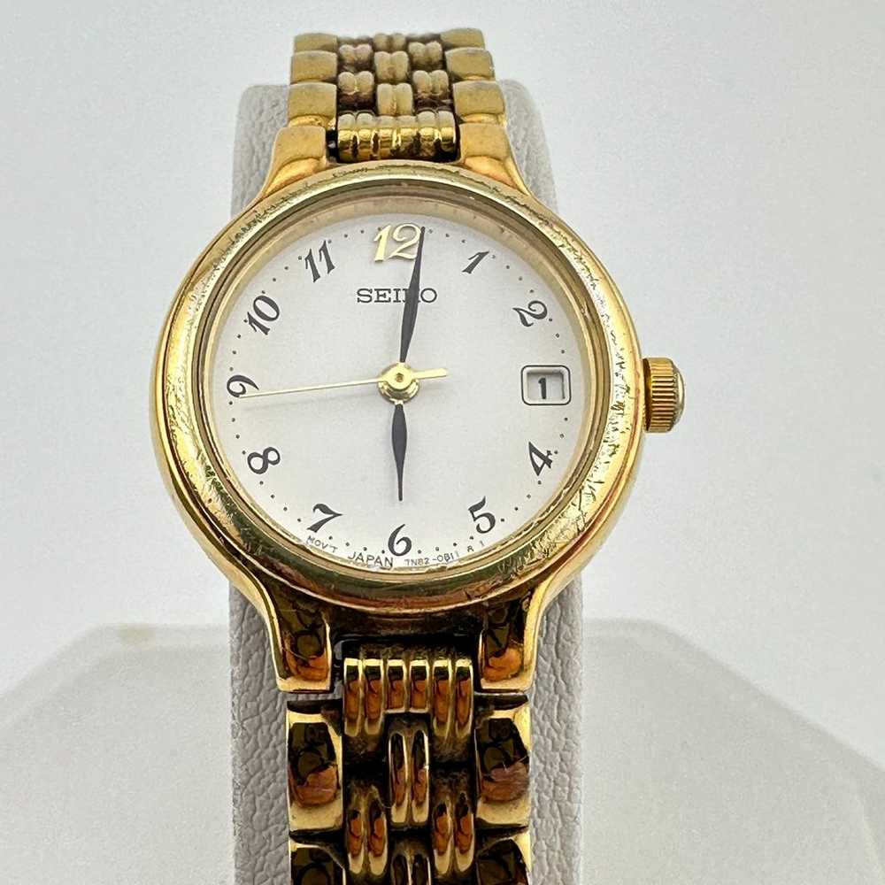 Vintage Seiko Gold Tone Ladies 23mm Quartz Wristw… - image 2