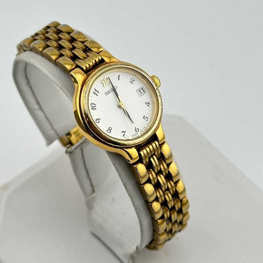 Vintage Seiko Gold Tone Ladies 23mm Quartz Wristw… - image 3