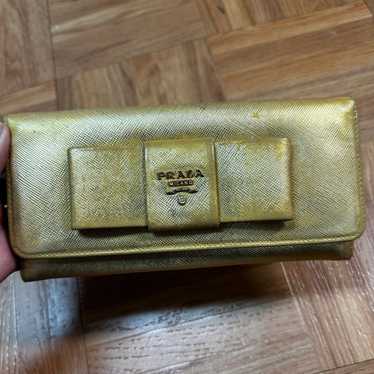 Vintage Prada wallet gold metallic