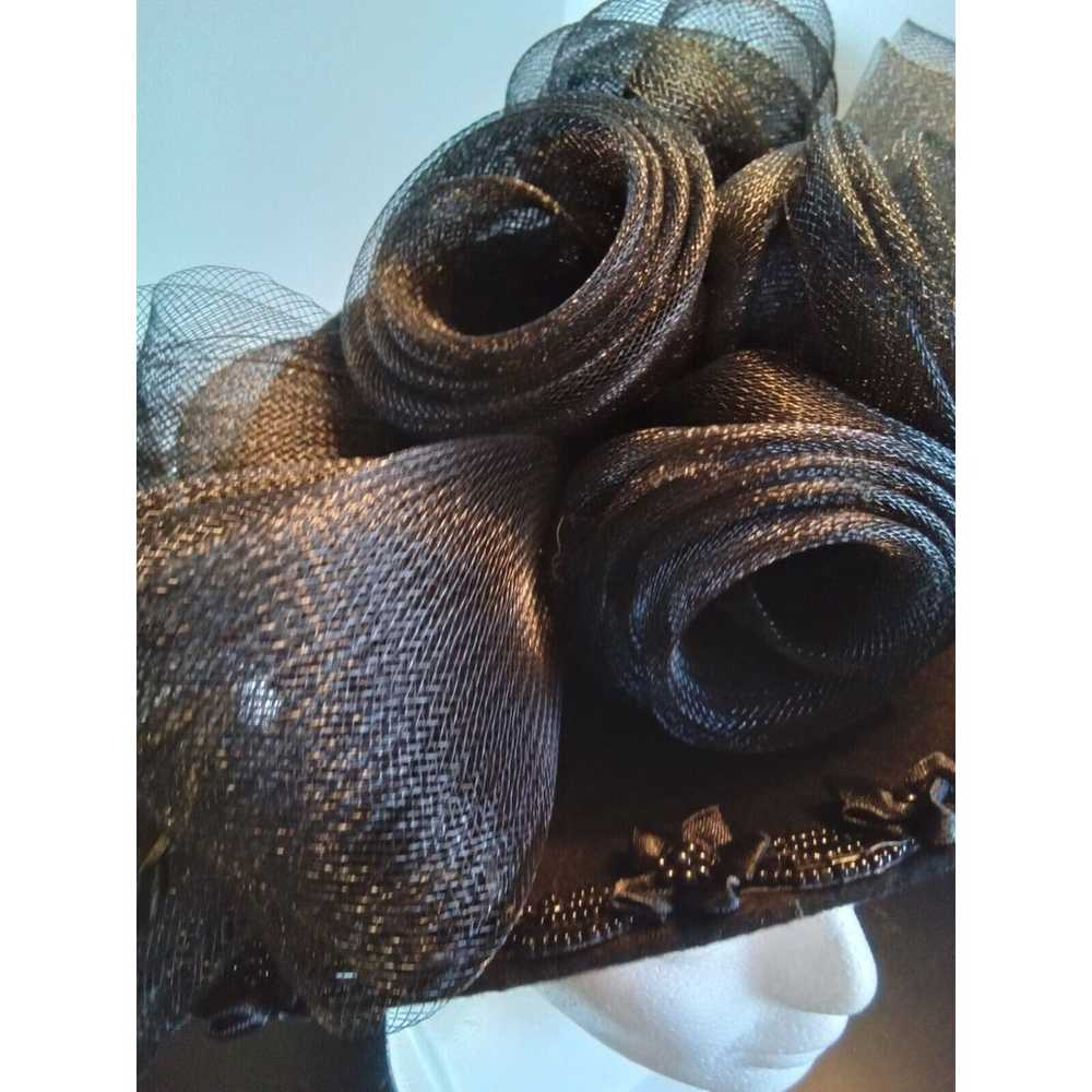 Vintage Wedding/Formal Ladies Hat Black With Flow… - image 2