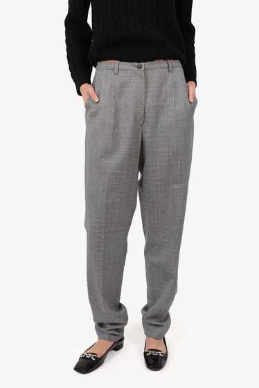 Jil Sander Black/White Wool Plaid Straight Leg Pa… - image 1