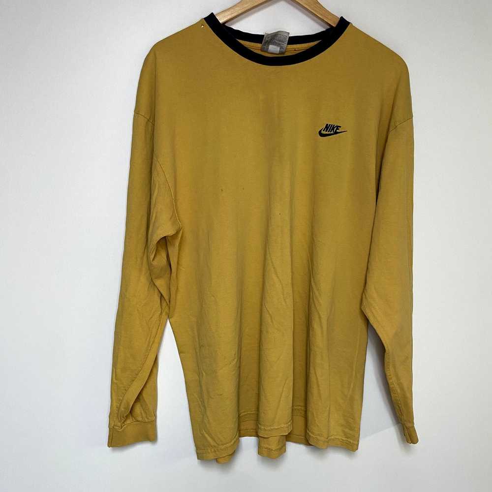 Nike Vintage Nike Shirt Longsleeve T-Shirt Yellow… - image 1