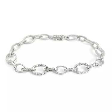 Open Oval Chain Link Diamond Bracelet 18K White G… - image 1