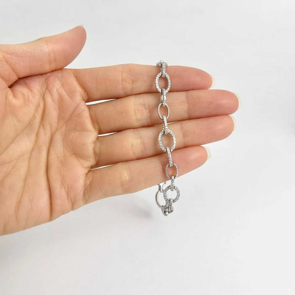 Open Oval Chain Link Diamond Bracelet 18K White G… - image 2