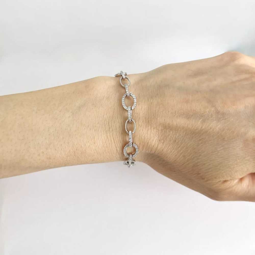 Open Oval Chain Link Diamond Bracelet 18K White G… - image 3