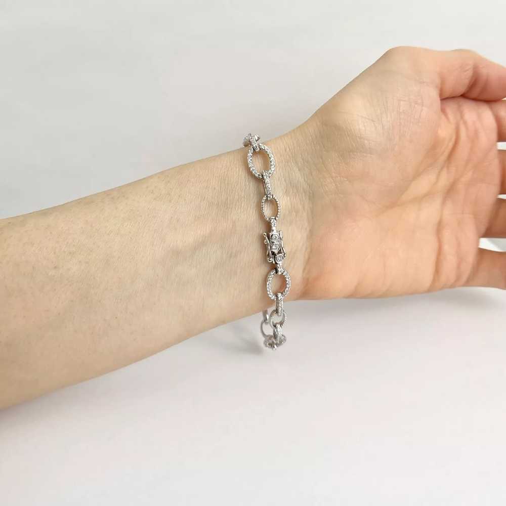 Open Oval Chain Link Diamond Bracelet 18K White G… - image 5