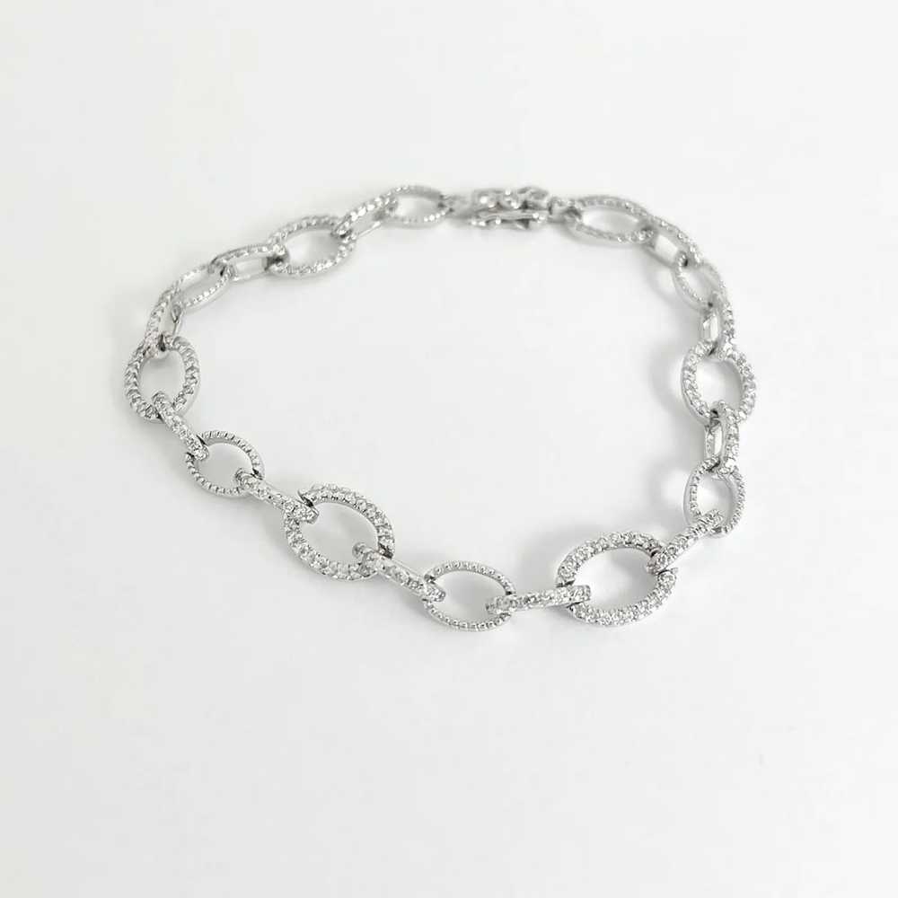 Open Oval Chain Link Diamond Bracelet 18K White G… - image 6