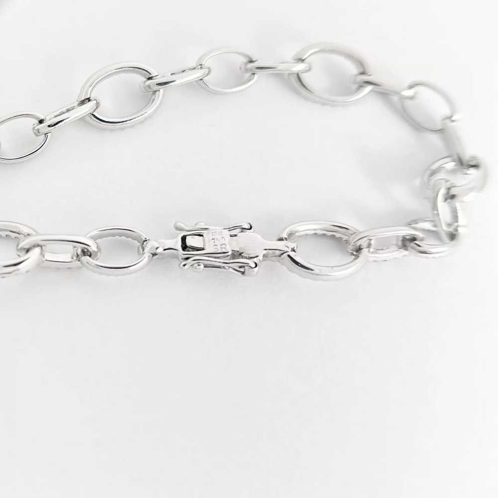 Open Oval Chain Link Diamond Bracelet 18K White G… - image 7