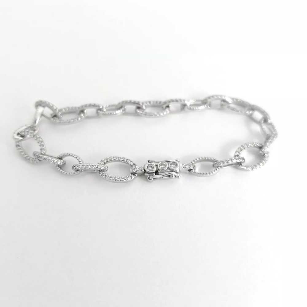 Open Oval Chain Link Diamond Bracelet 18K White G… - image 8