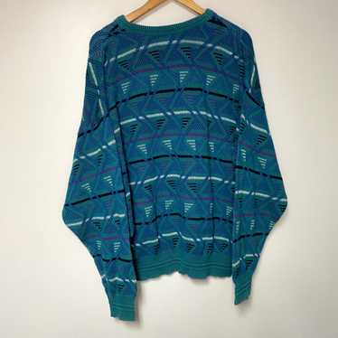 Vintage Vintage Knit Sweater 90s Grandpa Core Tea… - image 1