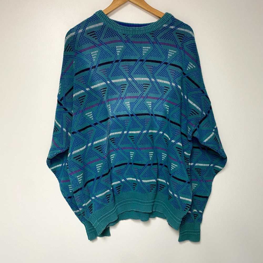 Vintage Vintage Knit Sweater 90s Grandpa Core Tea… - image 2