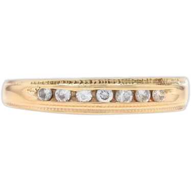 Yellow Gold Diamond Wedding Band - 14k Round .16c… - image 1