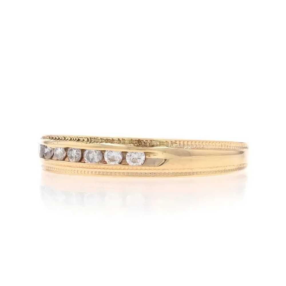 Yellow Gold Diamond Wedding Band - 14k Round .16c… - image 3